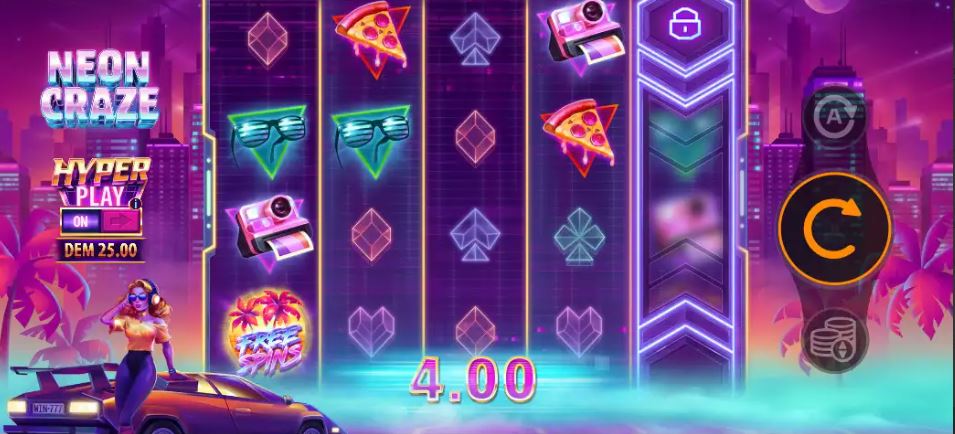 Spin retro Neon Craze slot with free spins feature