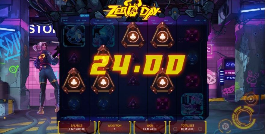 Hit big wins in cyberpunk Zero Day slot game