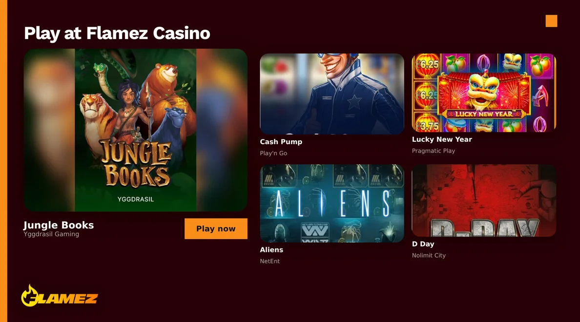 Enjoy five slot titles.
